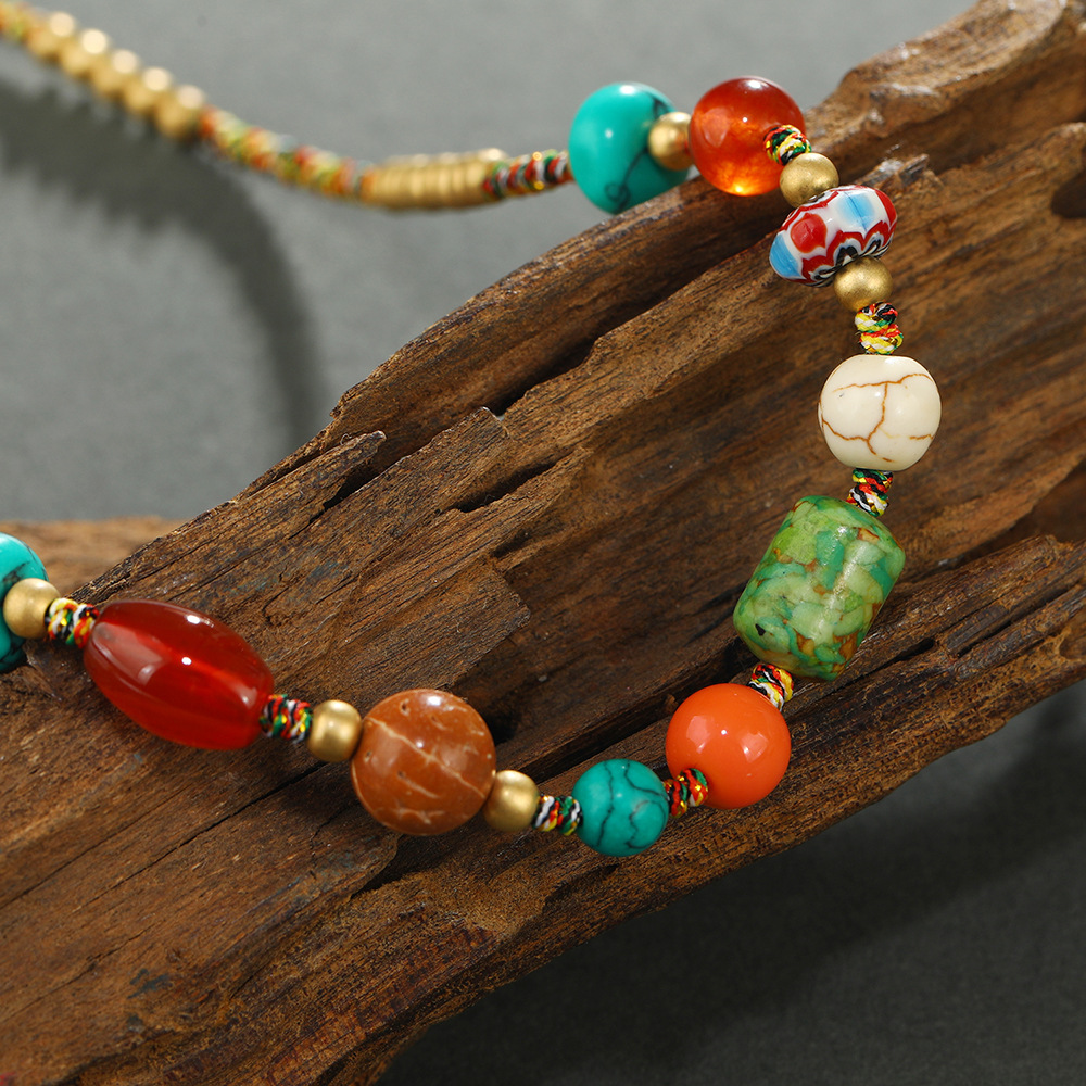 Ethnic Style Round Mixed materials Beaded Womenu0027S Bracelets Necklace 1 Piece