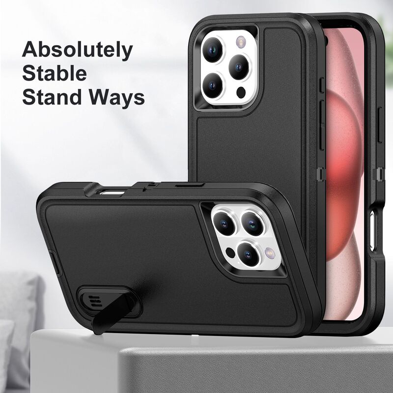 Suitable for Iphone17Pro Max Mobile Phone Case Hidden Pc Bracket with Dust Plug Anti-Fall Apple Mobile Phone Case