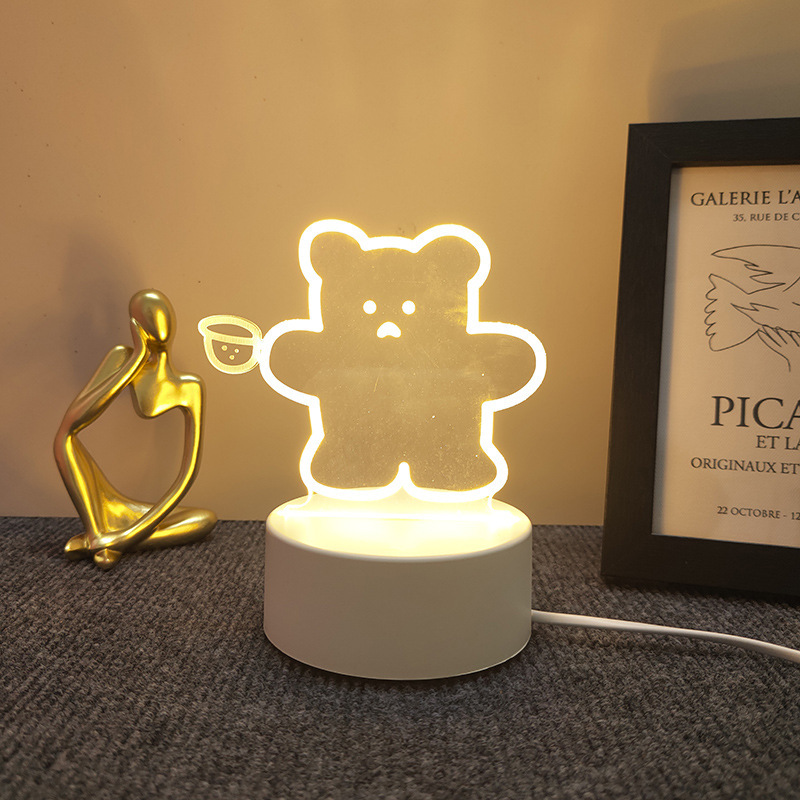 新奇特3d小夜灯卸売り来図創意プレゼントのベッドの上の電気スタンドの越境雰囲気はアクリル製のlogoを決めます。|undefined