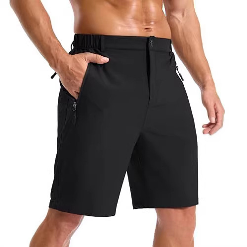 Men's Hiking Shorts Lightweight Quick-Dry Casual Golf Shorts with 3 Zipper Pockets for Fitness