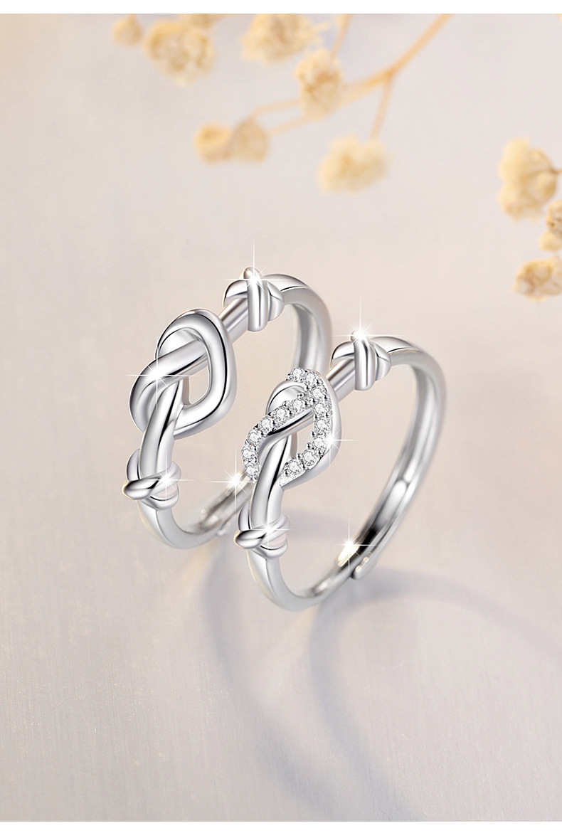 4g Weight Artificial Gemstones Inlay Material Open Ring Classification Adjustable Ring Size 925 Sterling Silver Artificial Gemstones Heart Shape Open Ring