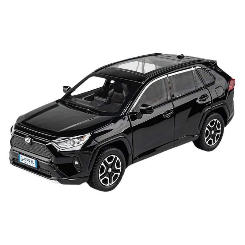 Jiaye 1:22 modelo de coche de aleación RAV4 vehículo todoterreno sonido luz Tire hacia atrás juguete coche música modelo decoración colección