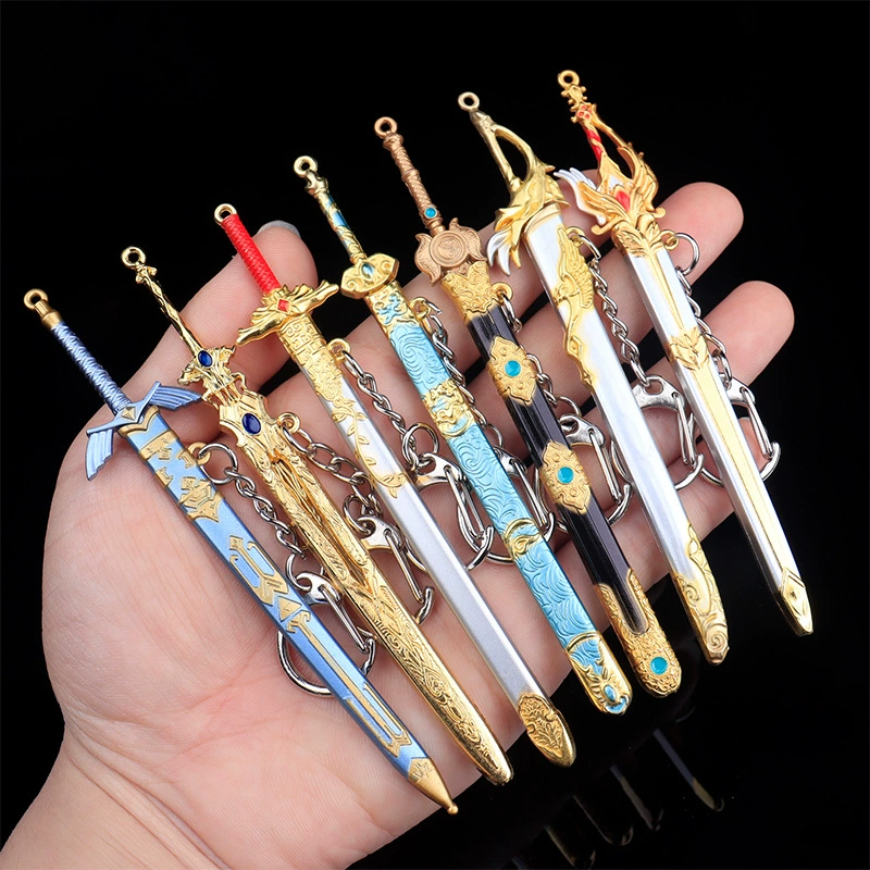 Меч, маленький мини-модель древнего оружия, кулон, детский меч, металлический брелок, древнее оружие без края