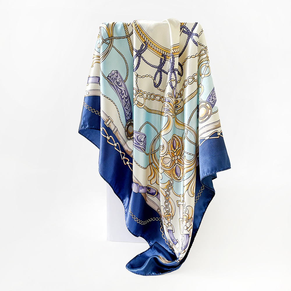 Classic Chain Printed Silk Square Scarf For Women Fashion Accessory_voghion.com