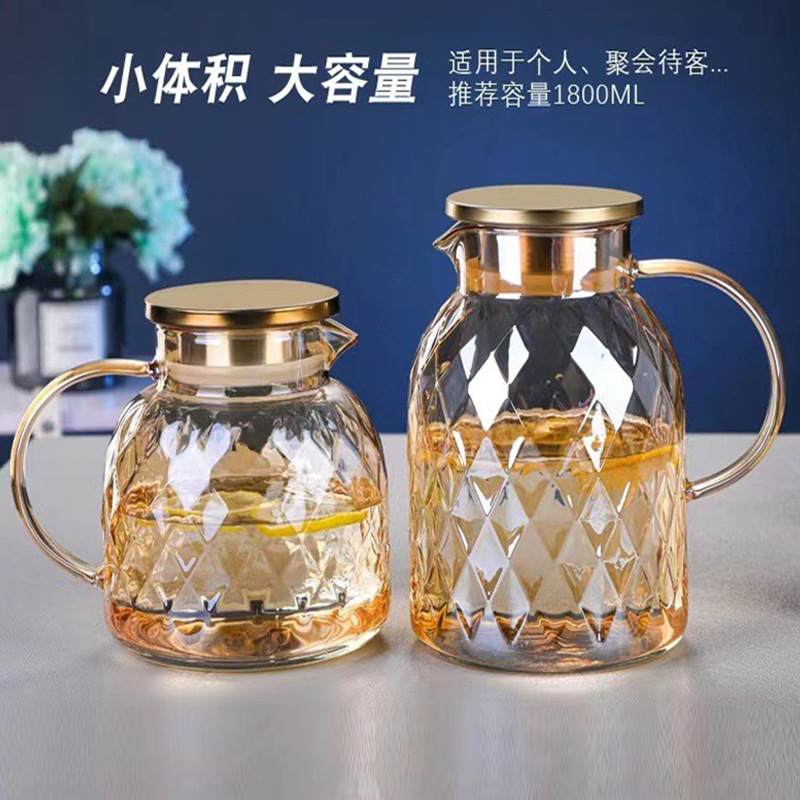 高硼硅玻璃冷水壶耐高温高颜值饮料果汁花茶壶凉水壶套装|ru