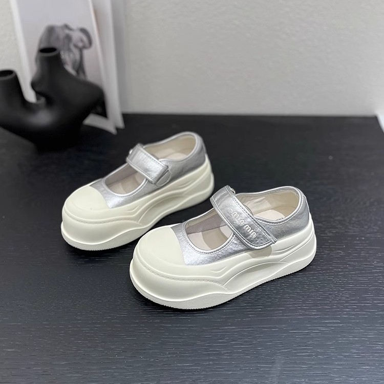 2025 primavera y verano nuevo estilo 6cm suela de bizcocho zapatos Mary Jane de cuero ligero zapatos pequeños de todo fósforo de moda para mujer