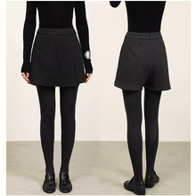现货厂家批发 显瘦显高羊毛斜纹肌理设计感  毛呢高腰裙裤 女