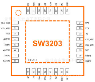 Smart Rong SW3203 series synchronous lifting boost vehicle charging solution IC supports I2C lifting voltage voltage vehicle charging chip