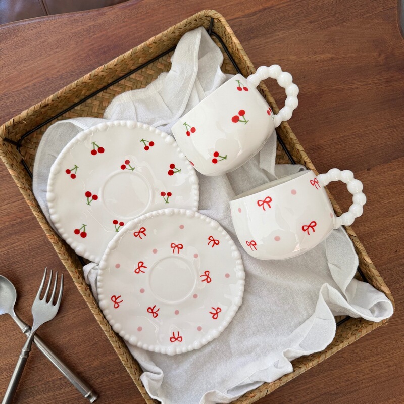 Korean-Style Ins-Style Hand-Painted Pearl Cup and Saucer, Irregular Ceramic Coffee Cup and Saucer, Hand-Painted Afternoon Tea Cup and Saucer Korean-Style Ins-Style Hand-Painted Pearl Cup and Saucer, Irregular Ceramic Coffee Cup and Saucer, Hand-Painted Afternoon Tea Cup and Saucer