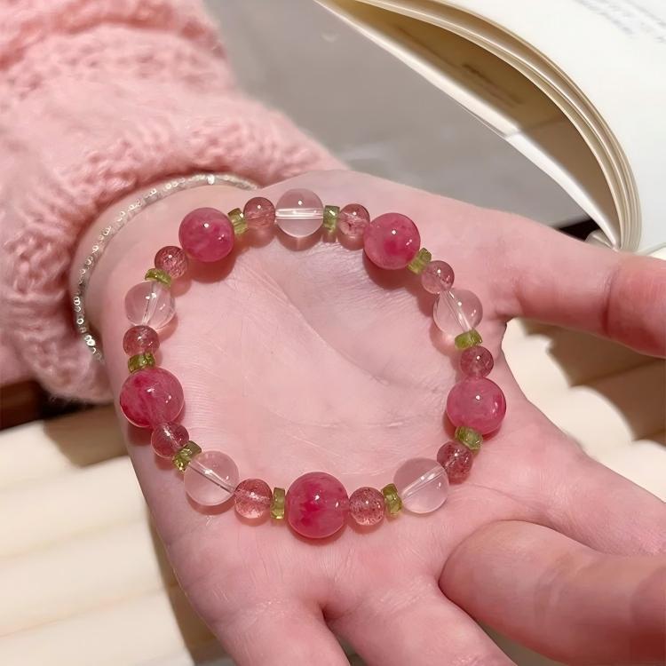 New Style Fengse Rose Original Crystal Bracelet with Rose Quartz and White Crystal for Attracting Love and Good Luck, Exquisite Bracelet New Style Fengse Rose Original Crystal Bracelet with Rose Quartz and White Crystal for Attracting Love and Good Luck, Exquisite Bracelet