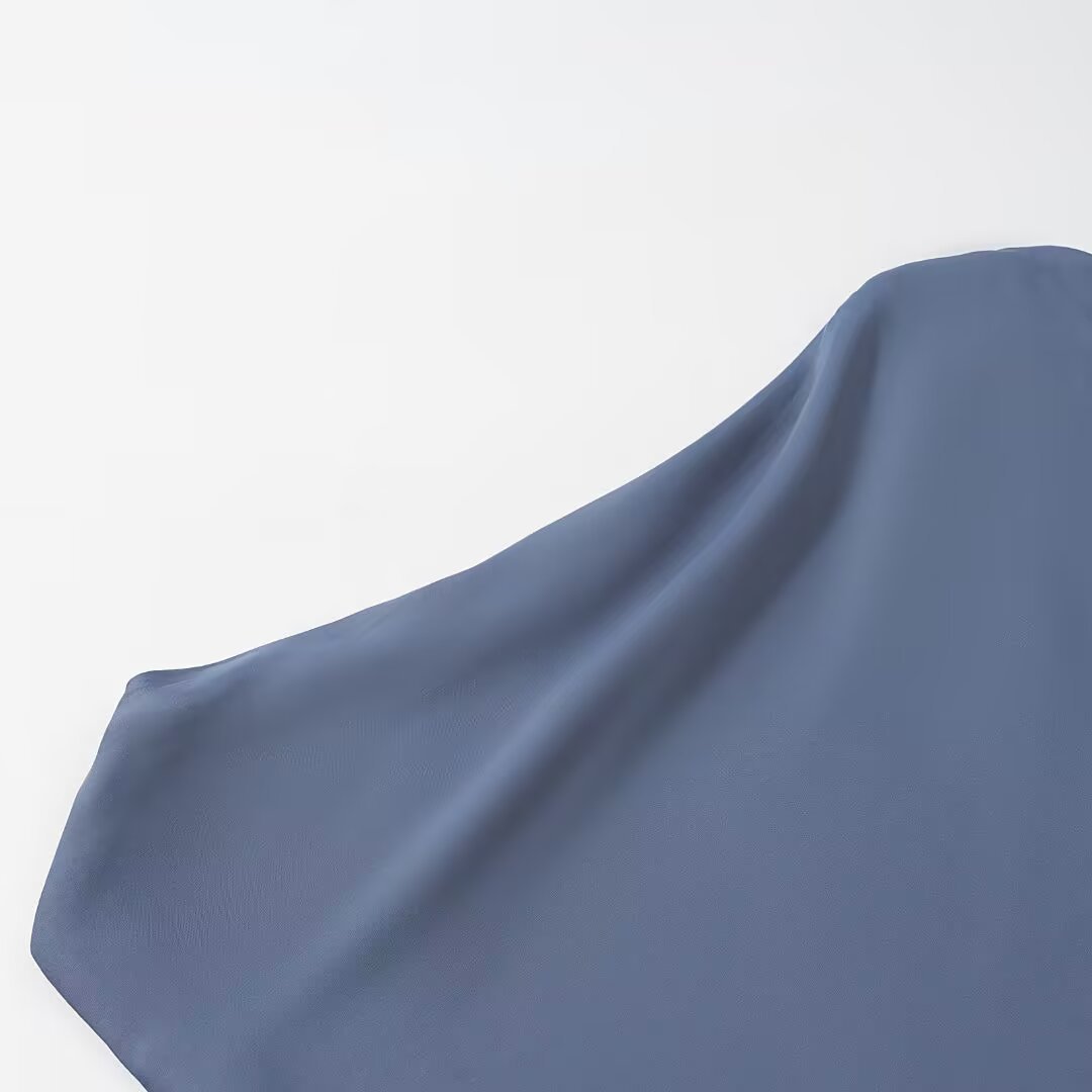Women's Asymmetrical Top Fashionable Chic Silk Satin Texture New Clothing_ecoleips.com