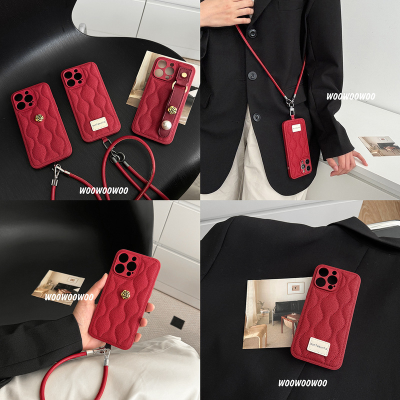 New Year red leather for Apple 14 phone case iphone15promax New 13 soft 11 high sense 12