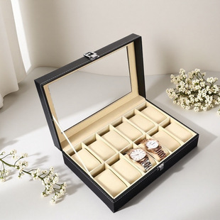 In-Stock High-End Counter Watch Display Box with Velvet Pillow, Multi-Slot Universal Watch Storage for 12 Watches