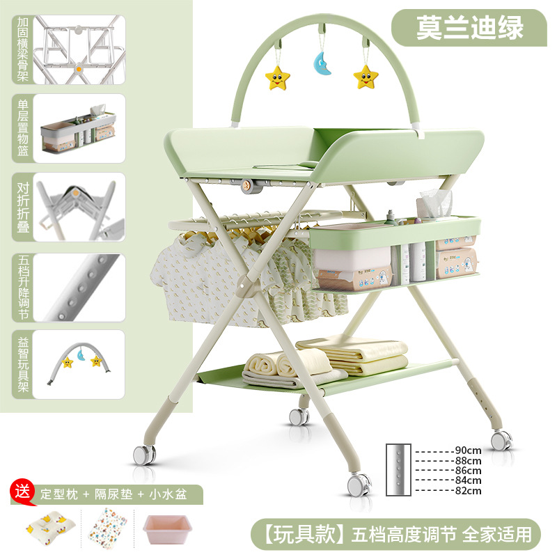 Mesa de cambio de pañales para bebés recién nacidos, mesa de cama de baño de masaje plegable multifuncional image 23