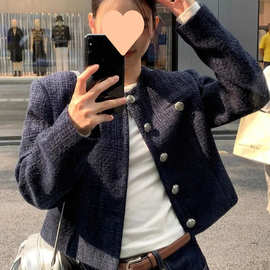 高级感小香风外套女秋2025春秋新款千金短款韩系修身显瘦名媛上衣