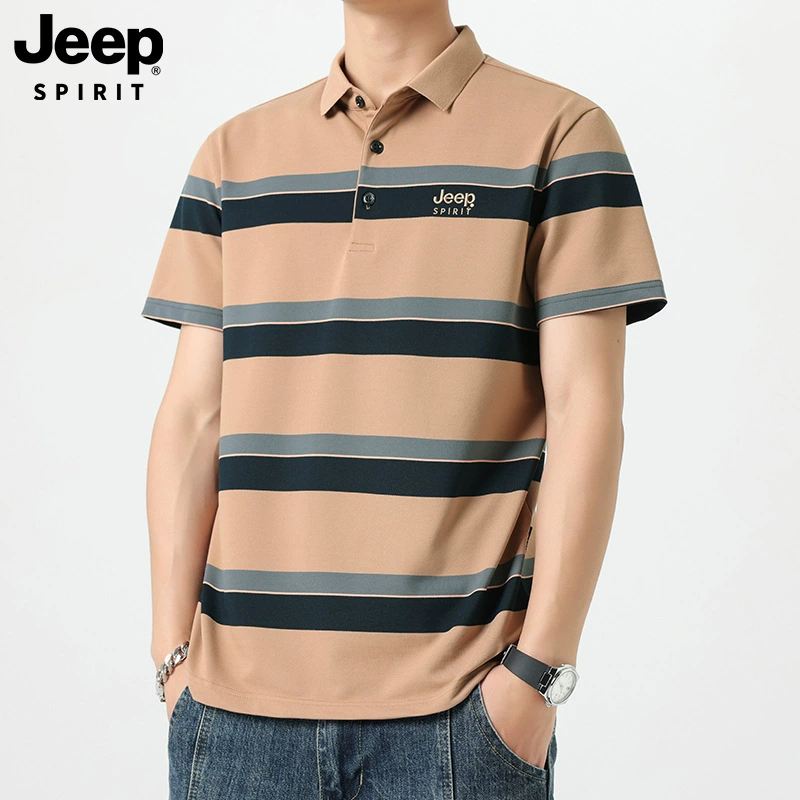 JEEP SPIRIT мужская футболка с короткими рукавами, новинка 2025 года, свободная повседневная футболка с половиной рукавов, мужская повседневная футболка в полоску