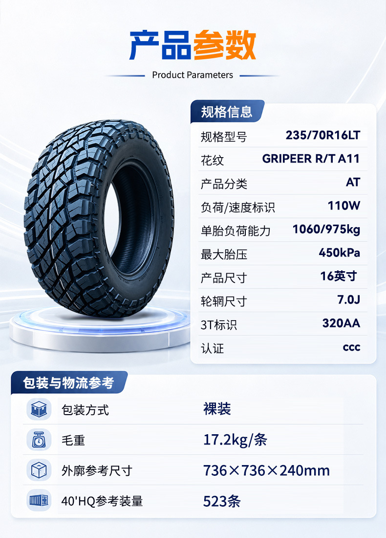 Thickened car tires with off-road tread patterns, offering quiet operation, fuel efficiency, shock absorption, and enhanced grip; available in multiple sizes