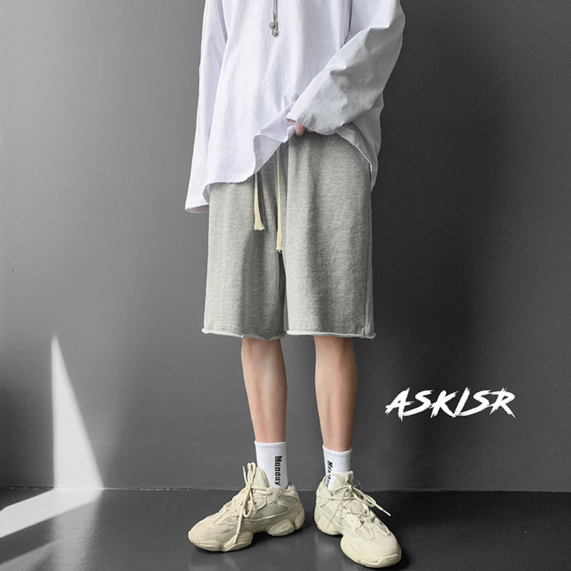 grey motion shorts summer 2021 new pattern Show thin Easy Straight High Street ins Broad leg full marks trousers