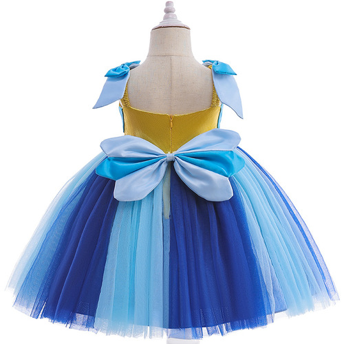 New European and American Girls' Mesh Tutu Dress with SpongeBob SquarePants Cosplay Performance Gown—Stylish 3D-Designed Kids' Skirt