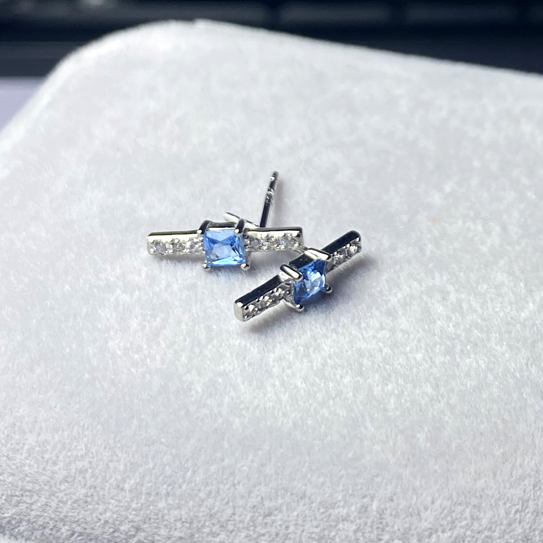 Ear Studs Classification 1 Pair Quantity 1 Pair 925 Sterling Silver Zircon Rectangle Ear Studs