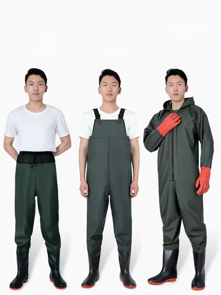 Water pants half rain pants waterproof water pants conjoined water shoes wading fishing thickened waist fork pants reservoir wholesale men