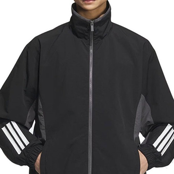 26 Foreign Trade Spring/Summer Stand Collar Color-Block Quick-Dry Windbreaker Three-Stripe Unisex Sports Casual Jacket Kc3926