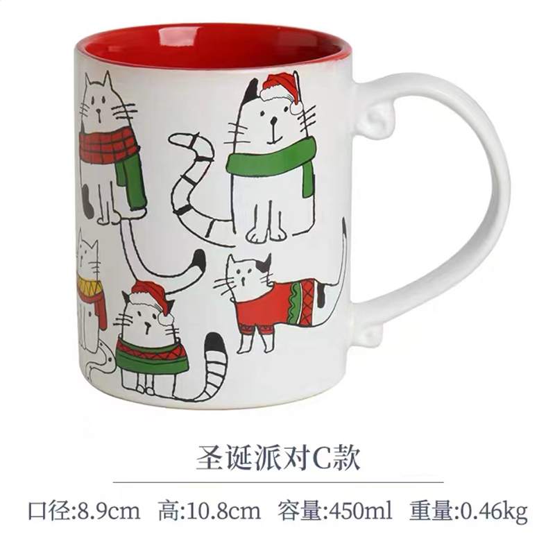 Cerámica bajo vidriado pintado a mano linda taza de gato taza de agua taza de desayuno taza de avena pareja micro pomelo