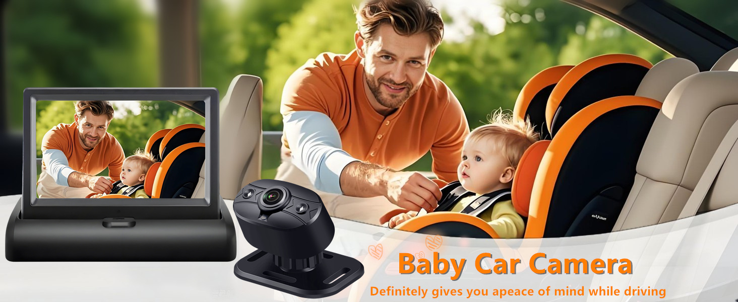 Cross-Border New Product 4.3inch Car Baby Monitor Hd Camera with Rear Pull Car Baby Monitoring and Care