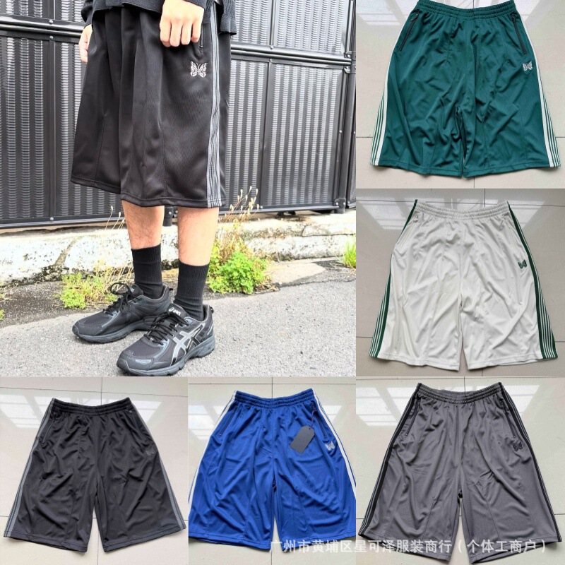 Needles Track Hd Shorts Butterfly Embroidery Wide-Leg Shorts European and American Street Style Loose Cropped Pants Needles Track Hd Shorts Butterfly Embroidery Wide-Leg Shorts European and American Street Style Loose Cropped Pants
