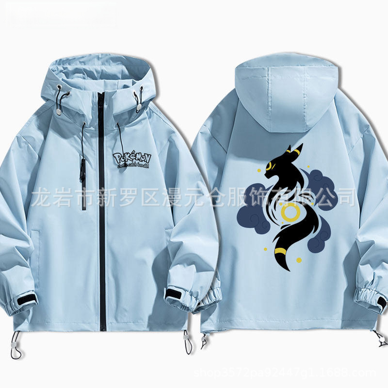 Eevee Evolution Sun and Moon Pokémon Anime Jacket Two-Dimensional Loose Coat for Men and Women Cross-Border
