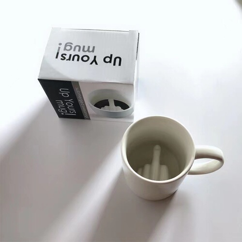 Creative spoof Fake middle finger mug personalized FUCK funny ceramic coffee cup birthday gift