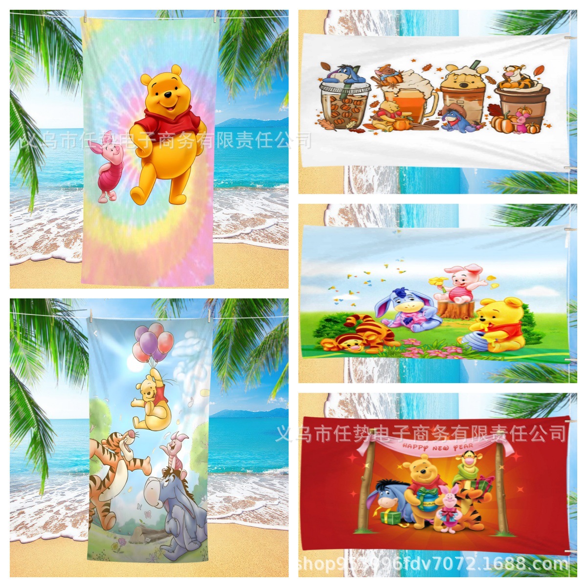 Source manufacturers temu cross-border hot sports sweat absorbent towel bear printed microfiber quick-drying beach towel