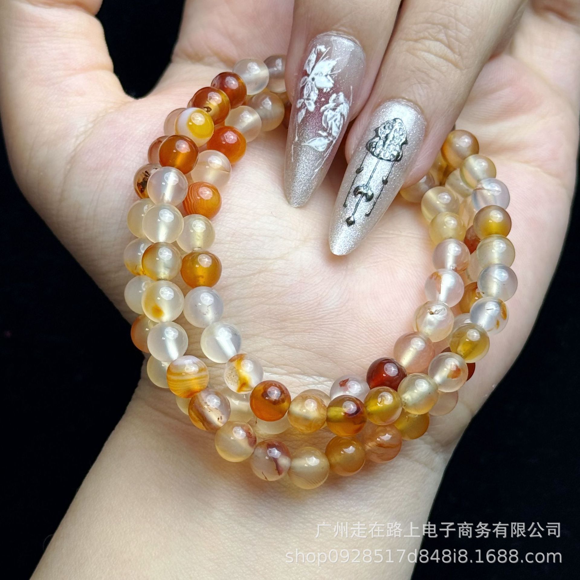 오리지널 컬러 빨간색과 노란색 마노 3원(6mm)