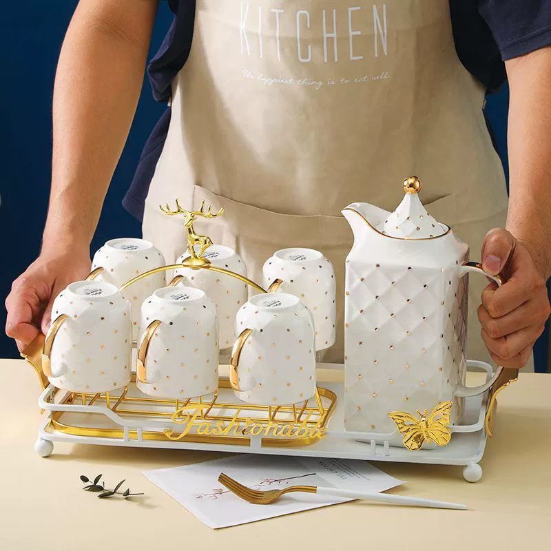 Набор стаканов для гостиной в стиле лёгкой роскоши, домашний набор для чая высокого класса, подарок на новоселье в офис, свадебный подарок