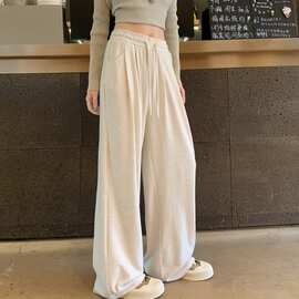 女童糯米裤春秋款12岁到15儿童宽松阔腿裤女大童裤子初中生休闲裤