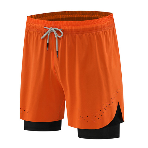 2024 Summer New Men's Running Shorts with False Two-Piece Design, Anti-Violation, Quick-Drying Fitness Tights