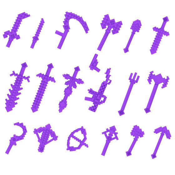 Cross-border compatible with my world weapon piece building blocks toy equipment accessories 8-color Organ Cave small particle toy