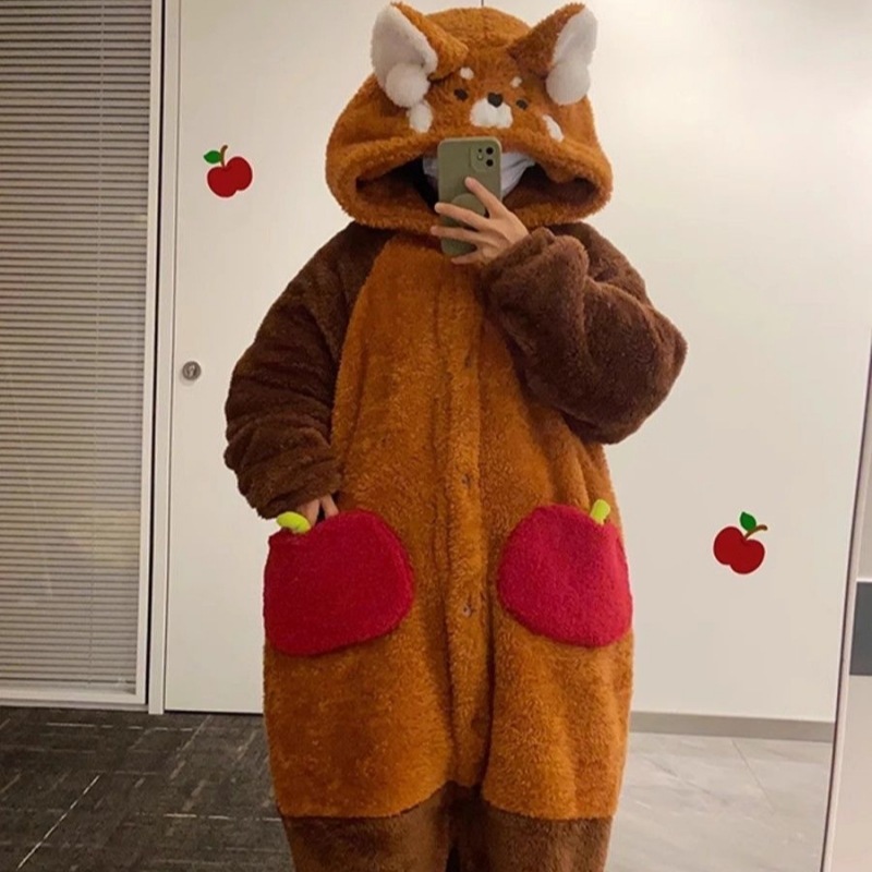 特価!! かわいいアライグマのパジャマ女性の冬の新しいベルベットはサンゴのベルベットの保温家の服のパジャマを厚くした|undefined