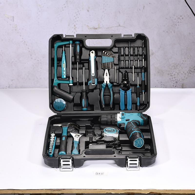 Caja de herramientas personalizada, conjunto de perforación eléctrica multifuncional, conjunto completo de herramientas de hardware doméstico, caja de almacenamiento completa