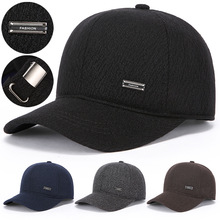 帽子秋冬加厚中老年男士保暖加绒鸭舌帽遮阳防晒简约时尚鸭舌帽子