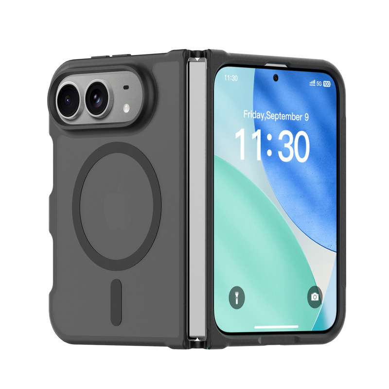 Suitable for Iphone18Pro Fold Mobile Phone Case, Apple Left and Right Folding Skin-Feel Matte Semi-Transparent Magnetic Protective Case