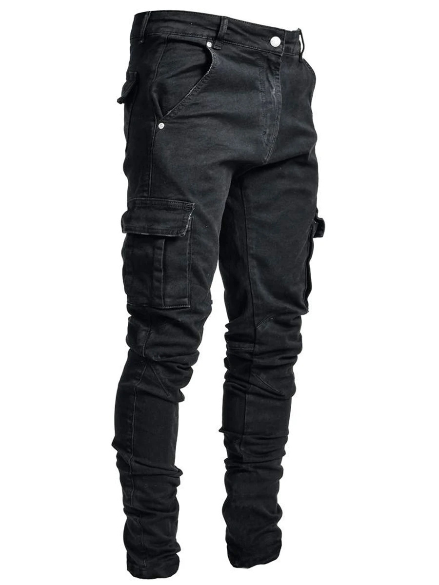 boy European And American Cross-Border Exclusive 2022 Trend New Versatile Men's Side Pocket Skinny Jeans_viptrois.com
