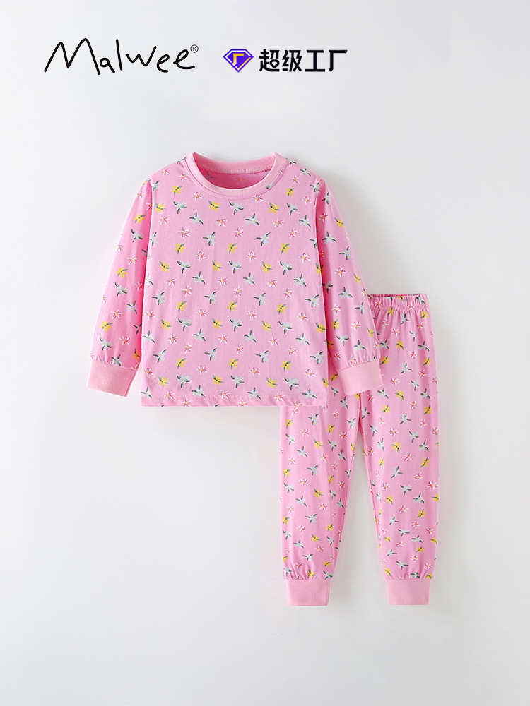 Traje de niña malwee transfronterizo otoño e invierno nuevo estilo europeo y americano camiseta de cuello redondo para niños pequeños y medianos