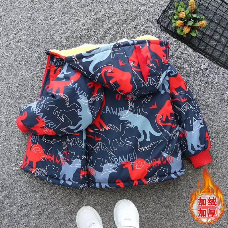 男童加绒棉衣外套冬款2025新款儿童装中大童洋气加厚棉袄棉服男宝