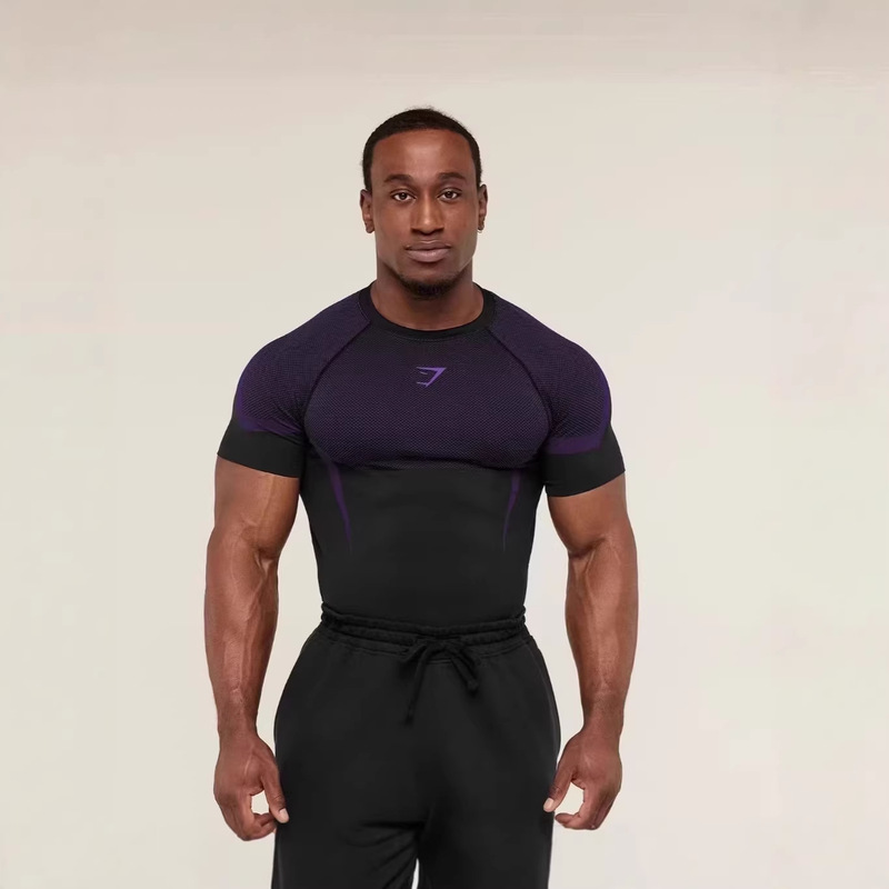 Gymshark/Onyx5 Men's T-Shirt Sports Fitness Quick-Drying Breathable Elastic Round Neck Short-Sleeved Tight-Fitting Training Clothes Gymshark/Onyx5 Men's T-Shirt Sports Fitness Quick-Drying Breathable Elastic Round Neck Short-Sleeved Tight-Fitting Training Clothes