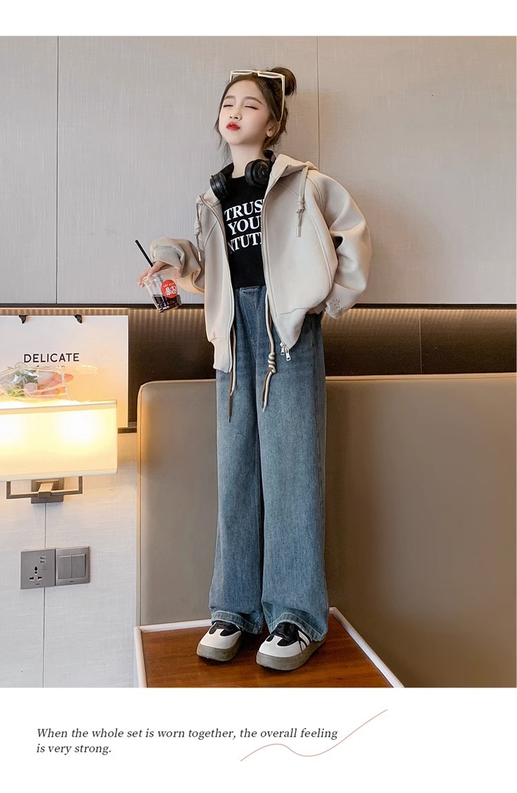Ensemble sweatshirt cardigan ample à manches longues enfant_voghion.com
