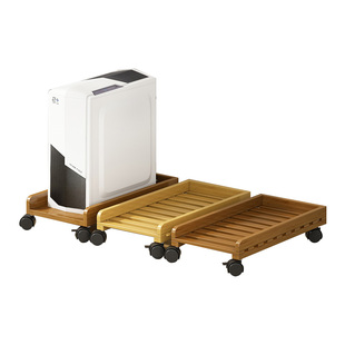 Desktop computer host bracket movable with brake heat dissipation base solid wood chassis tray storage object championship