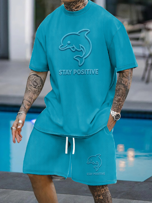 Men's 2-Piece Summer Casual Set - Breathable Short Sleeve T-Shirt & Comfort Shorts For Gym, Travel, And Daily Wear_viptrois.com