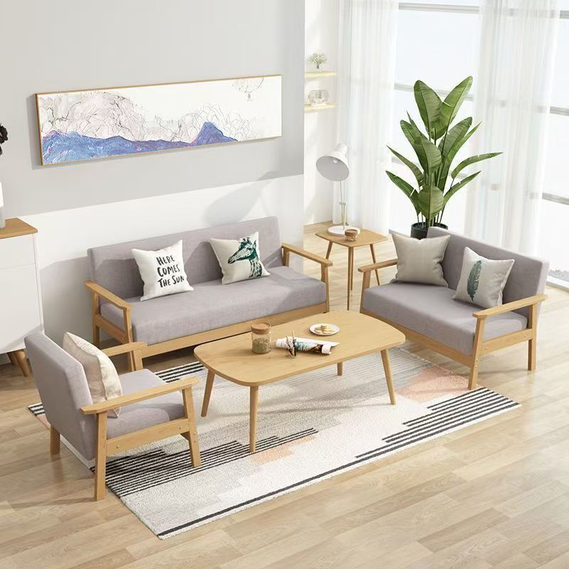 Solid Wood Sofa Rental Apartment Sofa Bed Combination Set Small Apartment Simple Fabric Office Sofa Living Room Sofa Bed Solid Wood Sofa Rental Apartment Sofa Bed Combination Set Small Apartment Simple Fabric Office Sofa Living Room Sofa Bed
