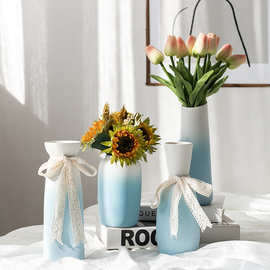渐层蓝白色陶瓷花瓶水培北欧现代创意家居客厅插花干燥花装饰品摆